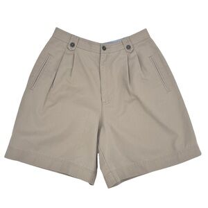 Vintage 90s LizSport High Waisted Mom Shorts Tan Chino Pleated Front | 27" Waist